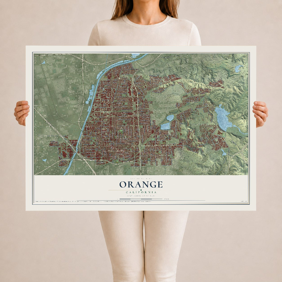 Map of Orange, California, 24 x 36 inch unframed archival matte print
