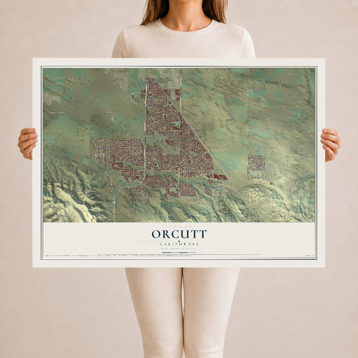 Map of Orcutt, California, 24 x 36 inch unframed archival matte print