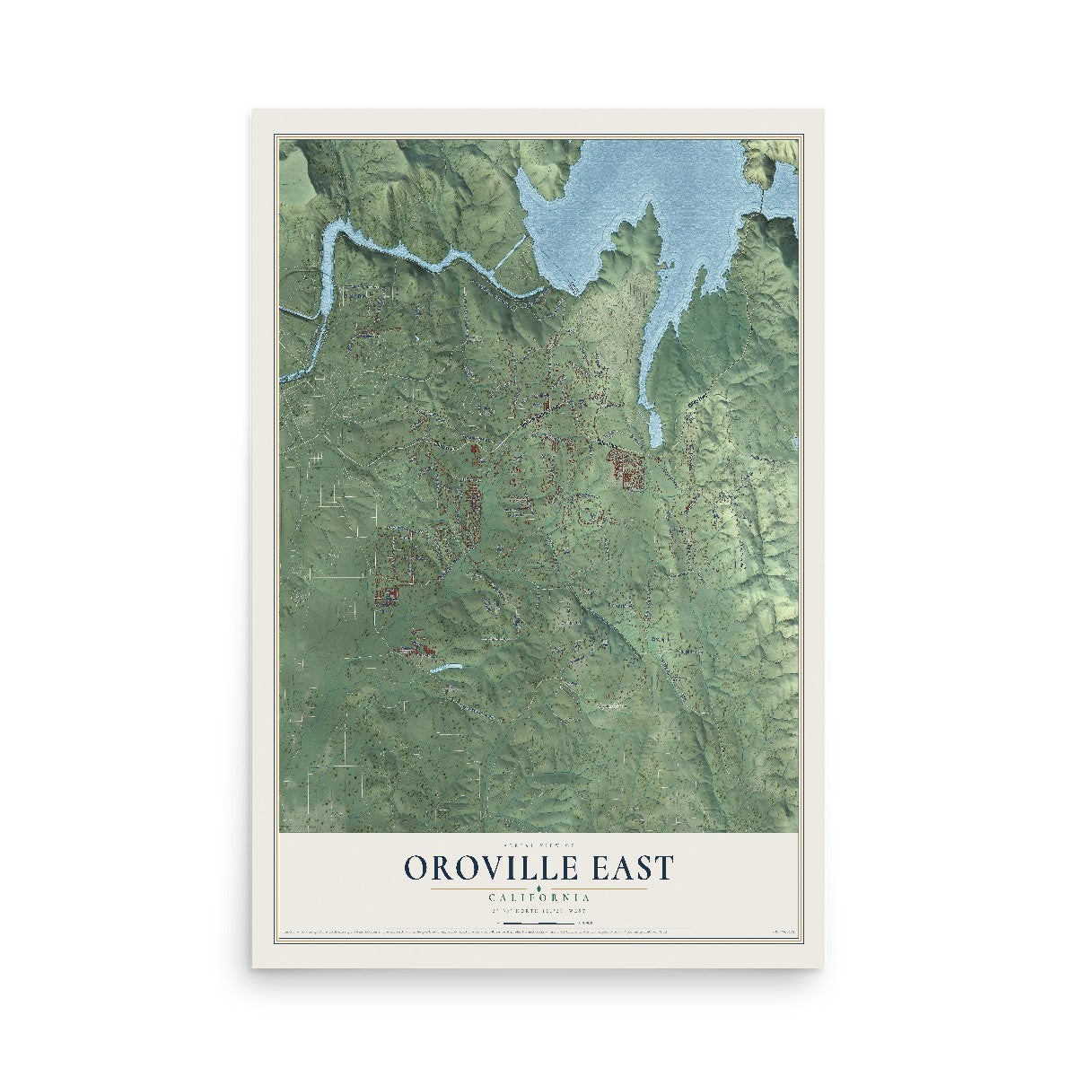 Map of Oroville East, California, 12 x 18 inch unframed archival matte print