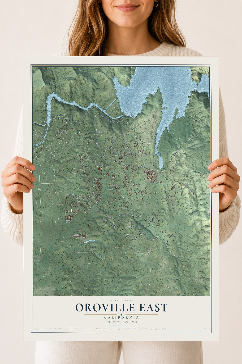 Map of Oroville East, California, 18 x 24 inch unframed archival matte print
