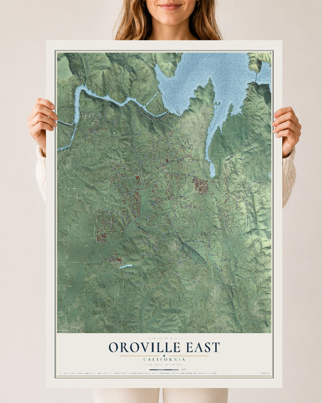 Map of Oroville East, California, 24 x 36 inch unframed archival matte print