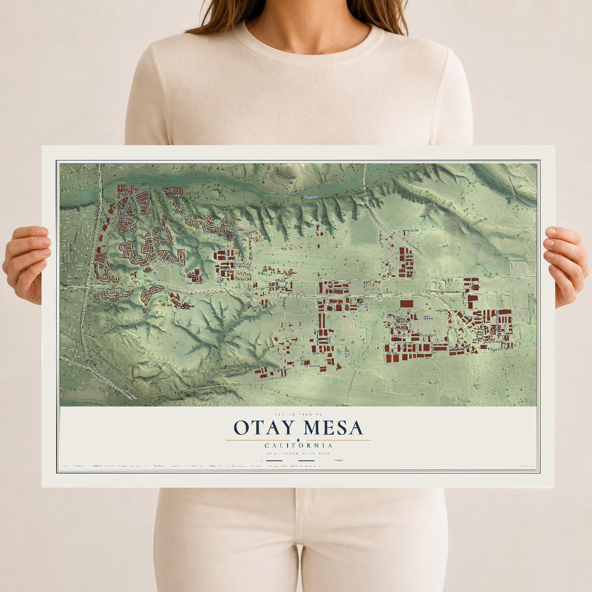 Map of Otay Mesa, California, 12 x 18 inch unframed archival matte print