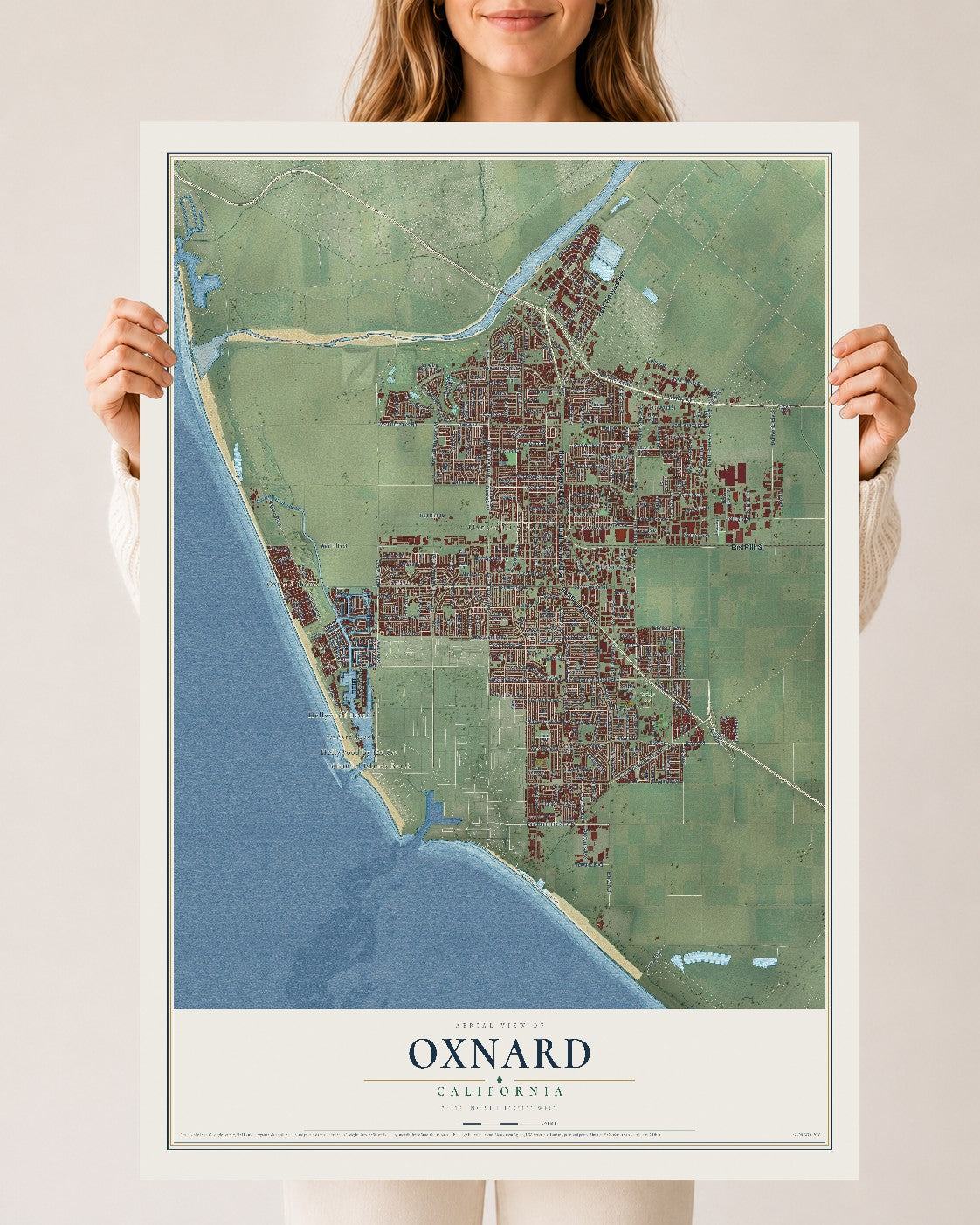 Map of Oxnard, California, 24 x 36 inch unframed archival matte print