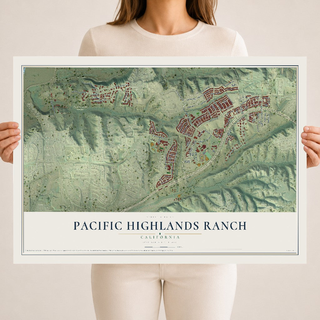 Map of Pacific Highlands Ranch, California, 18 x 24 inch unframed archival matte print