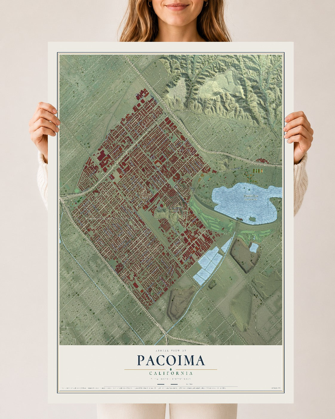 Map of Pacoima, California, 24 x 36 inch unframed archival matte print