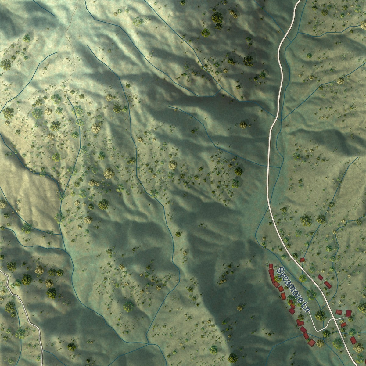 Close-up of the map of Pala, California print showing street and building detail