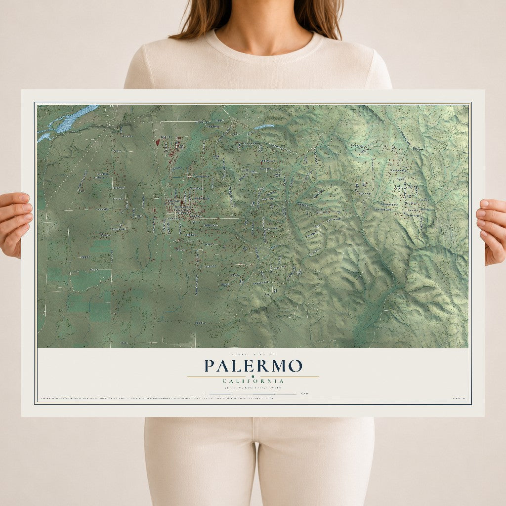 Map of Palermo, California, 18 x 24 inch unframed archival matte print
