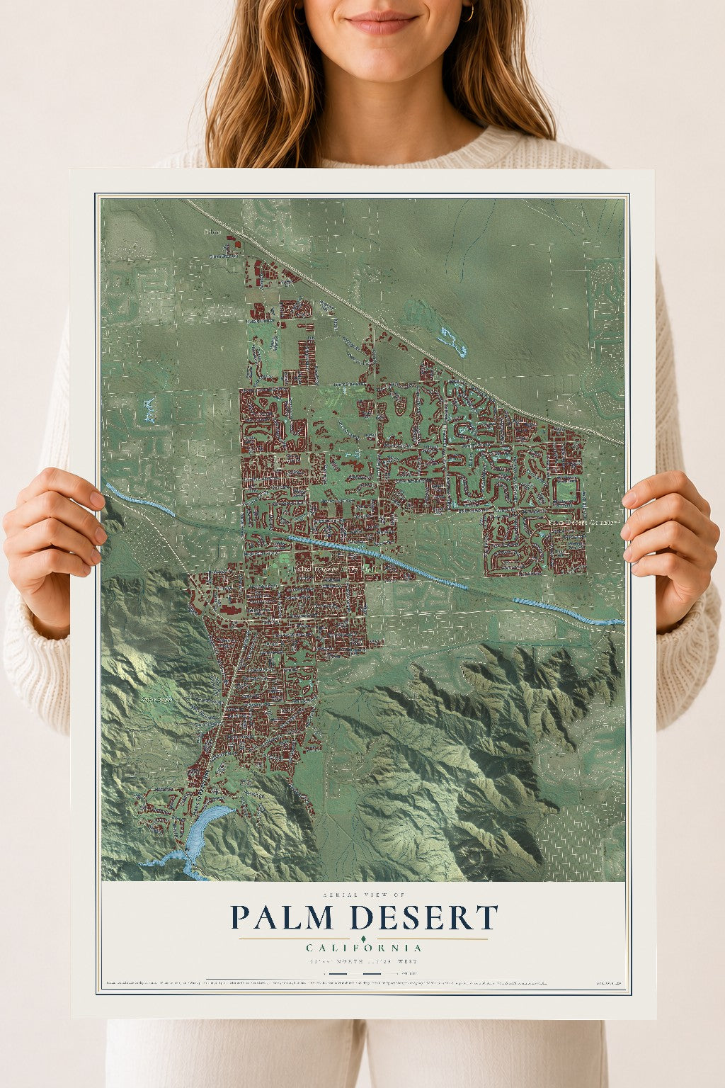 Map of Palm Desert, California, 18 x 24 inch unframed archival matte print