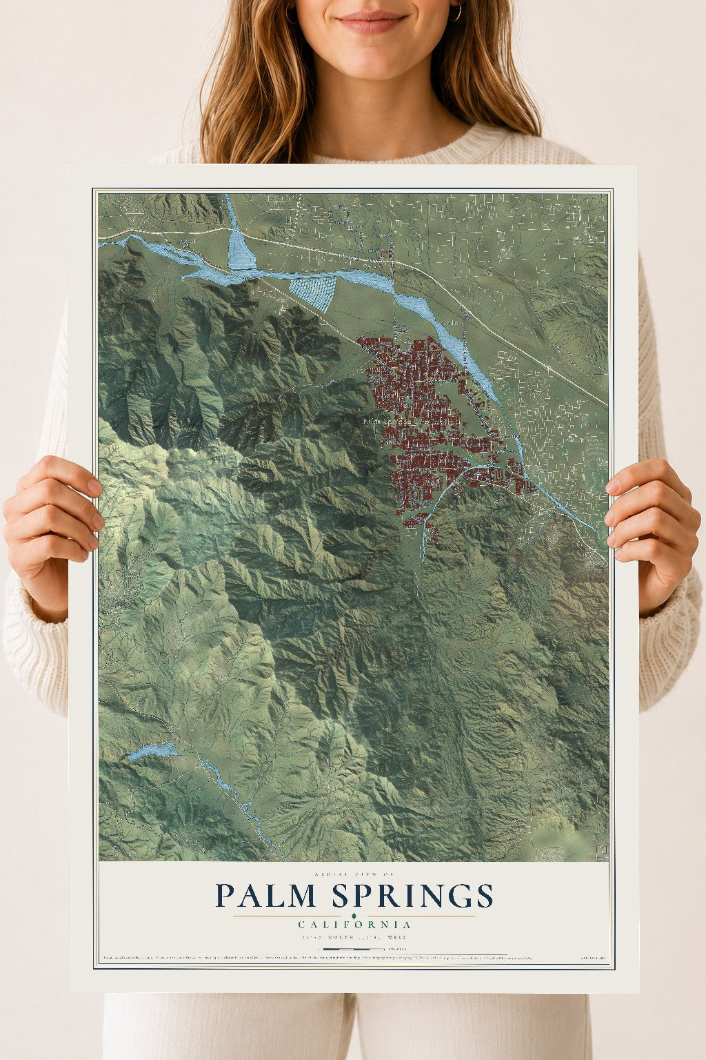 Map of Palm Springs, California, 18 x 24 inch unframed archival matte print