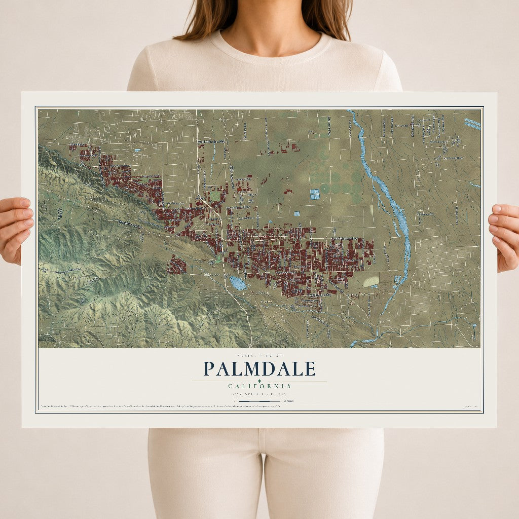 Map of Palmdale, California, 18 x 24 inch unframed archival matte print