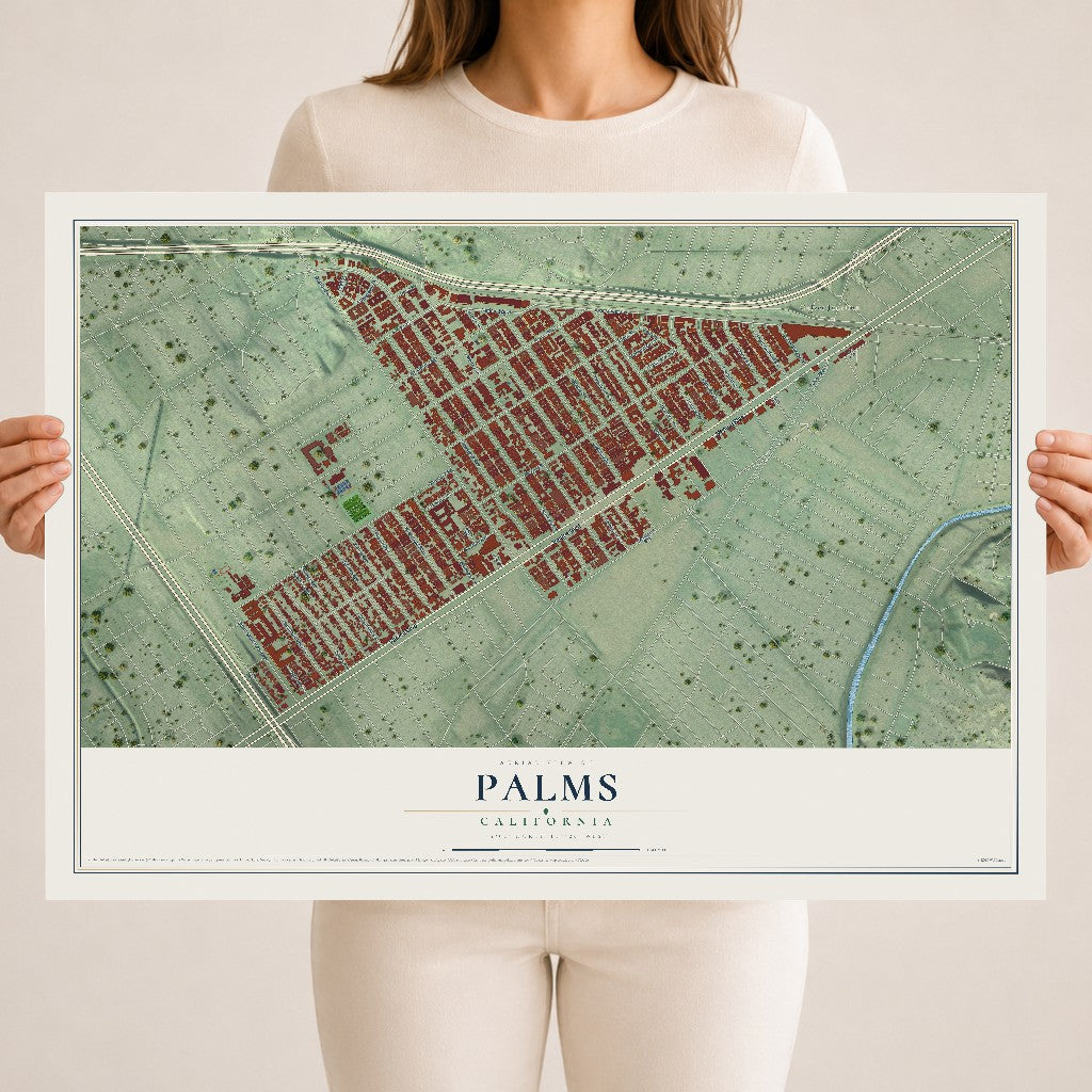 Map of Palms, California, 18 x 24 inch unframed archival matte print