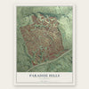 Paradise Hills, California map print, the full design