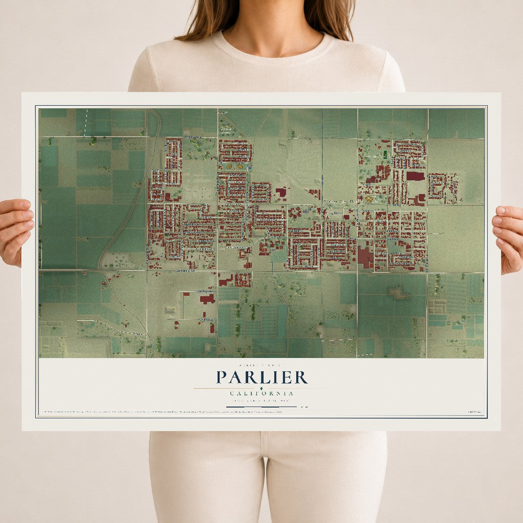 Map of Parlier, California, 18 x 24 inch unframed archival matte print