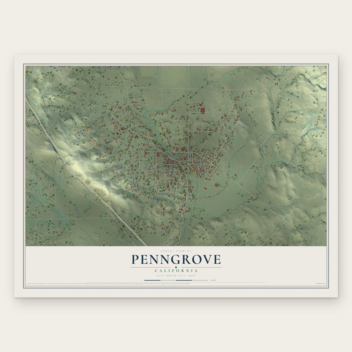 Penngrove, California map print, the full design
