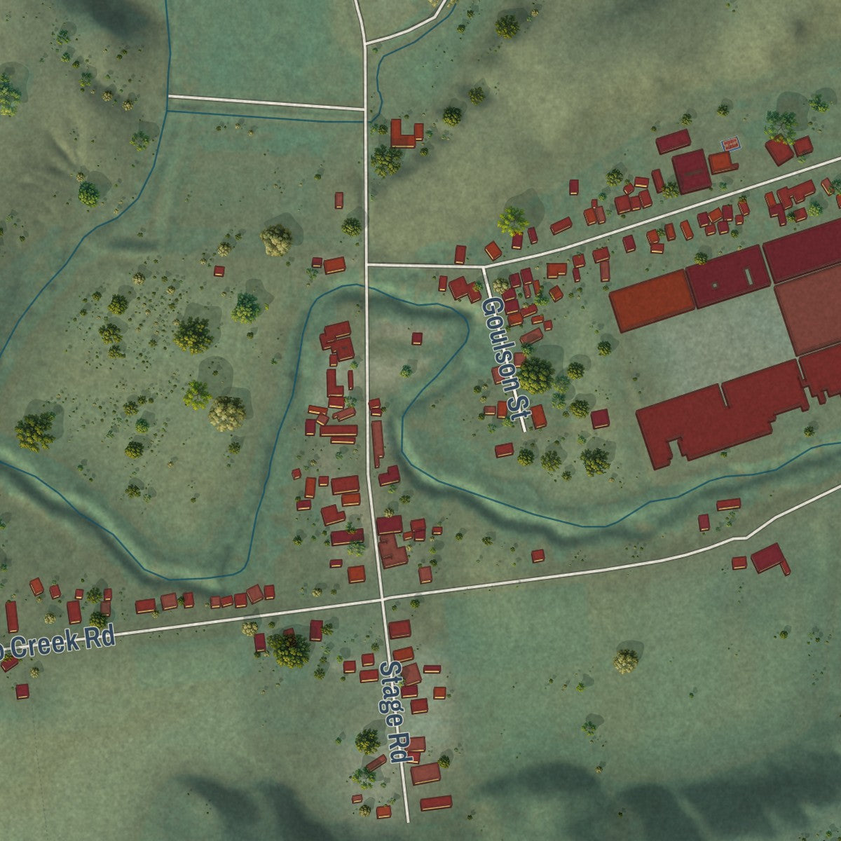 Close-up of the map of Pescadero, California print showing street and building detail