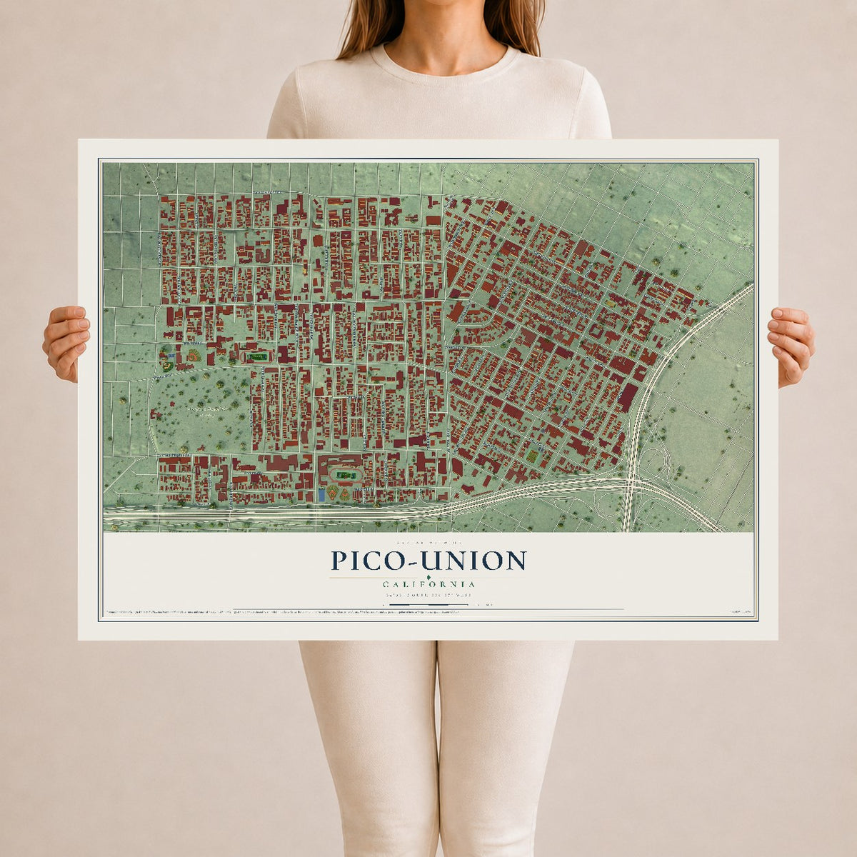 Map of Pico-Union, California, 24 x 36 inch unframed archival matte print
