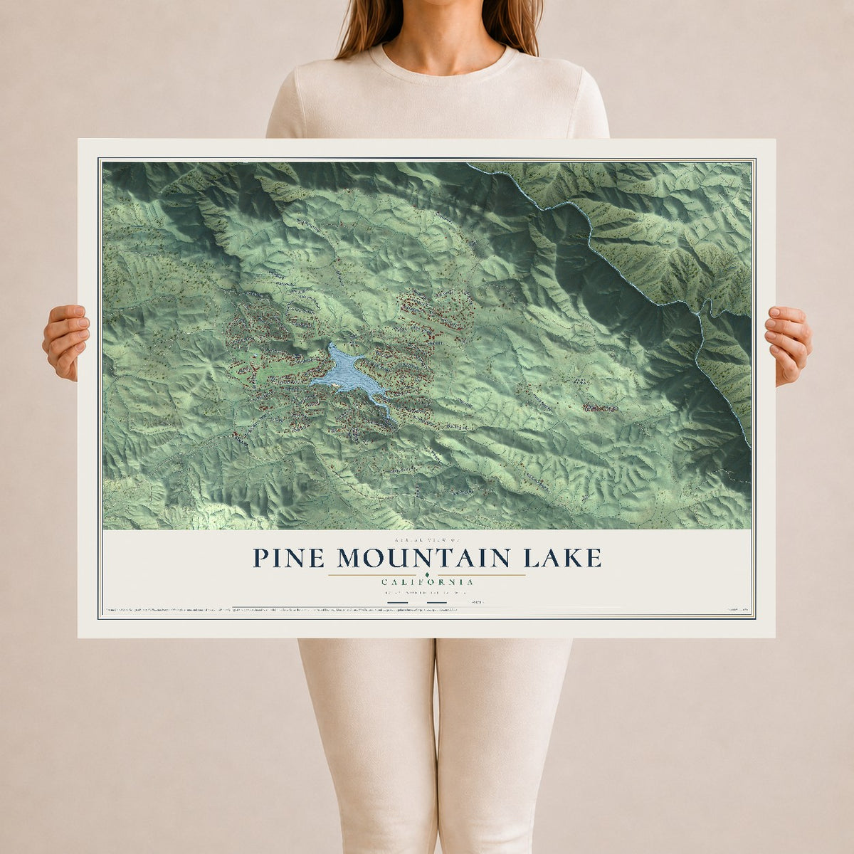 Map of Pine Mountain Lake, California, 24 x 36 inch unframed archival matte print