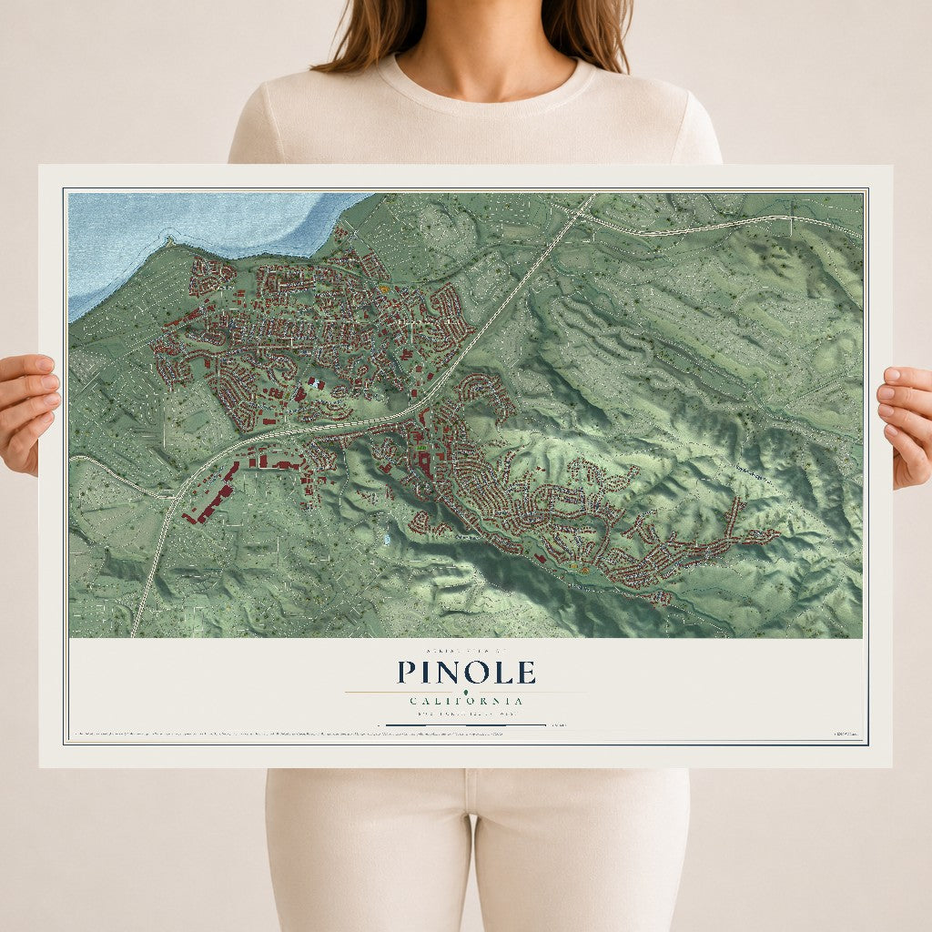 Map of Pinole, California, 18 x 24 inch unframed archival matte print