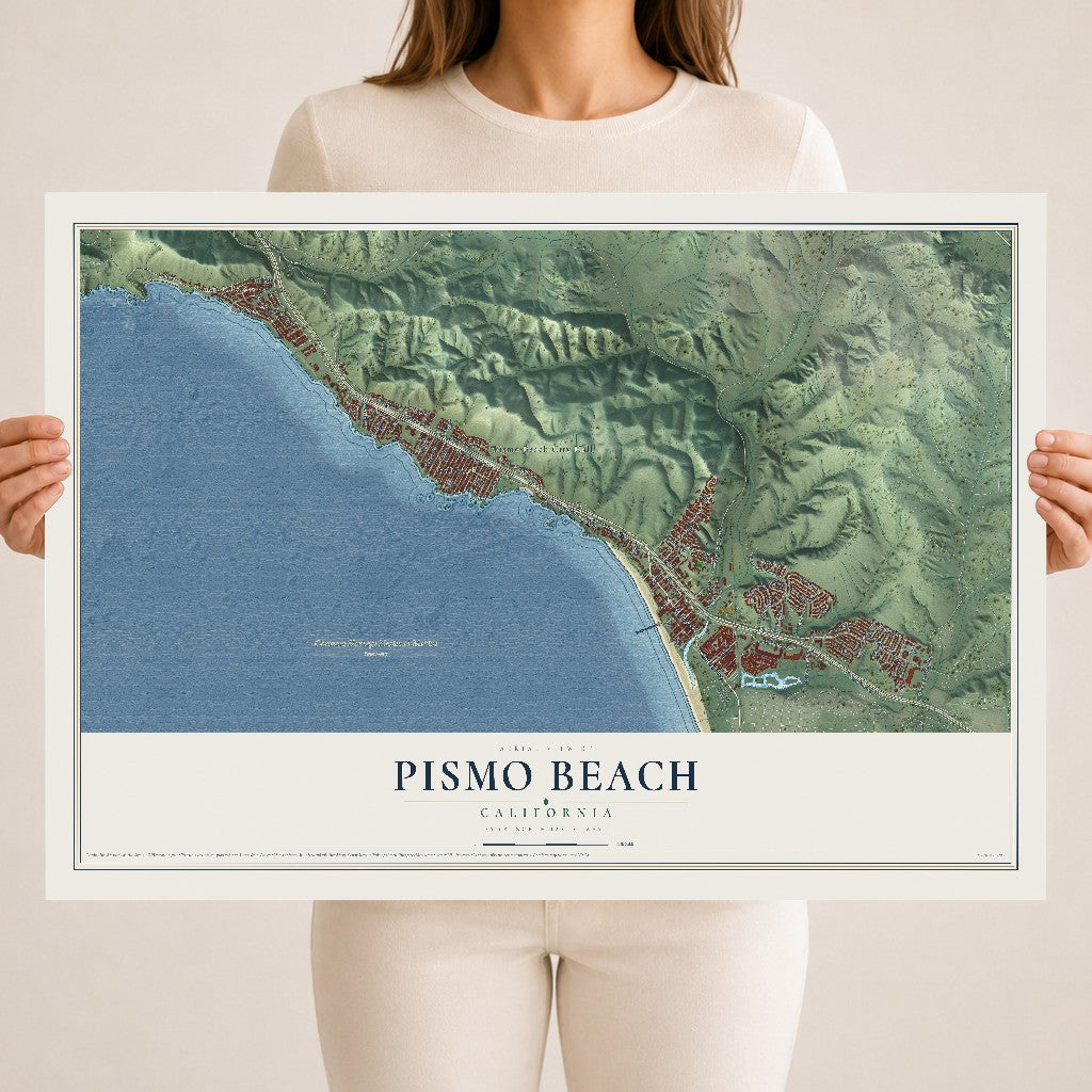Map of Pismo Beach, California, 18 x 24 inch unframed archival matte print