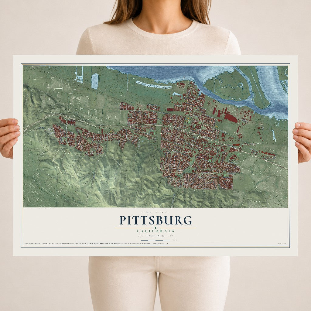 Map of Pittsburg, California, 18 x 24 inch unframed archival matte print