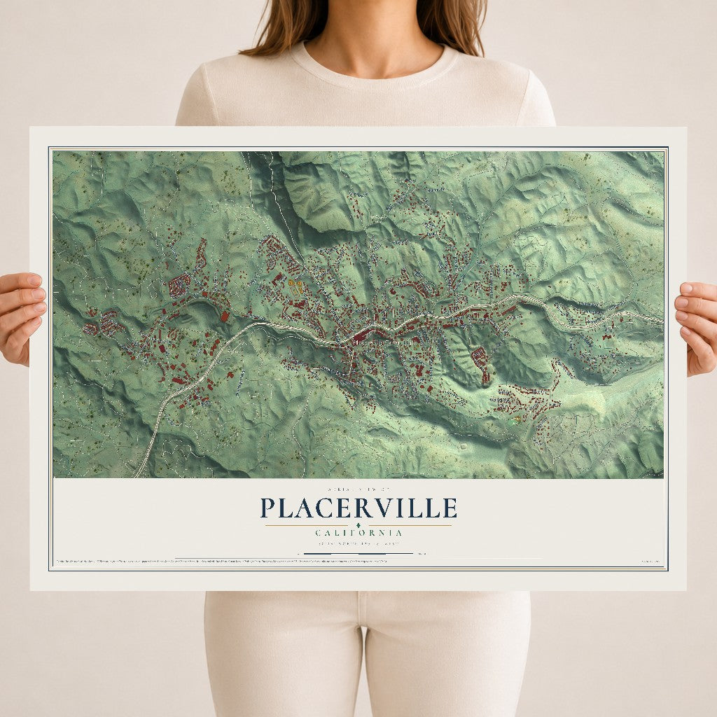 Map of Placerville, California, 18 x 24 inch unframed archival matte print
