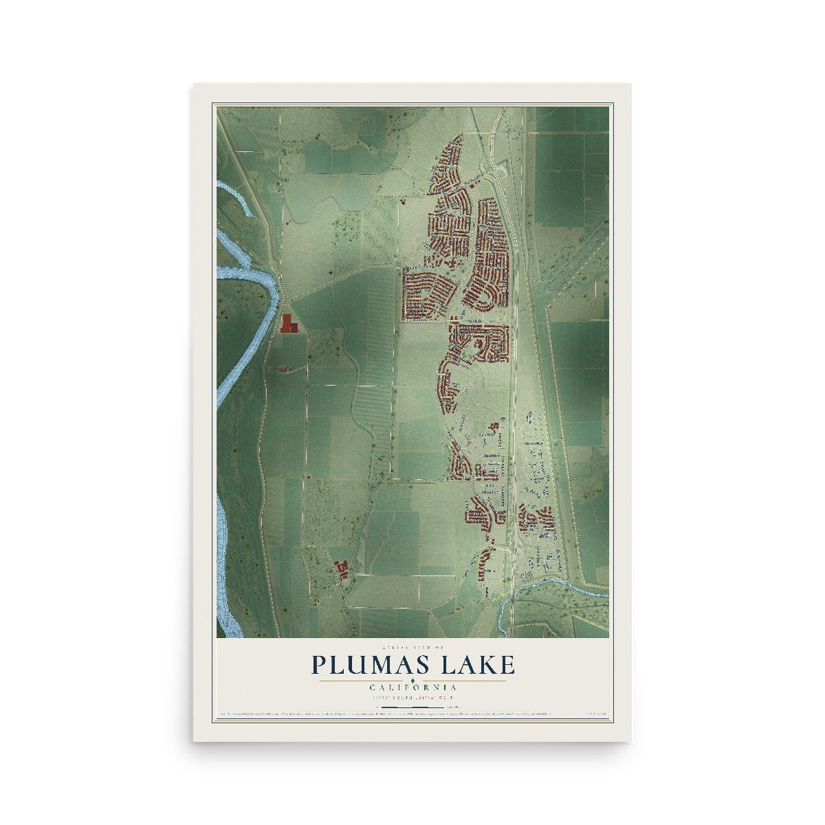 Map of Plumas Lake, California, 12 x 18 inch unframed archival matte print