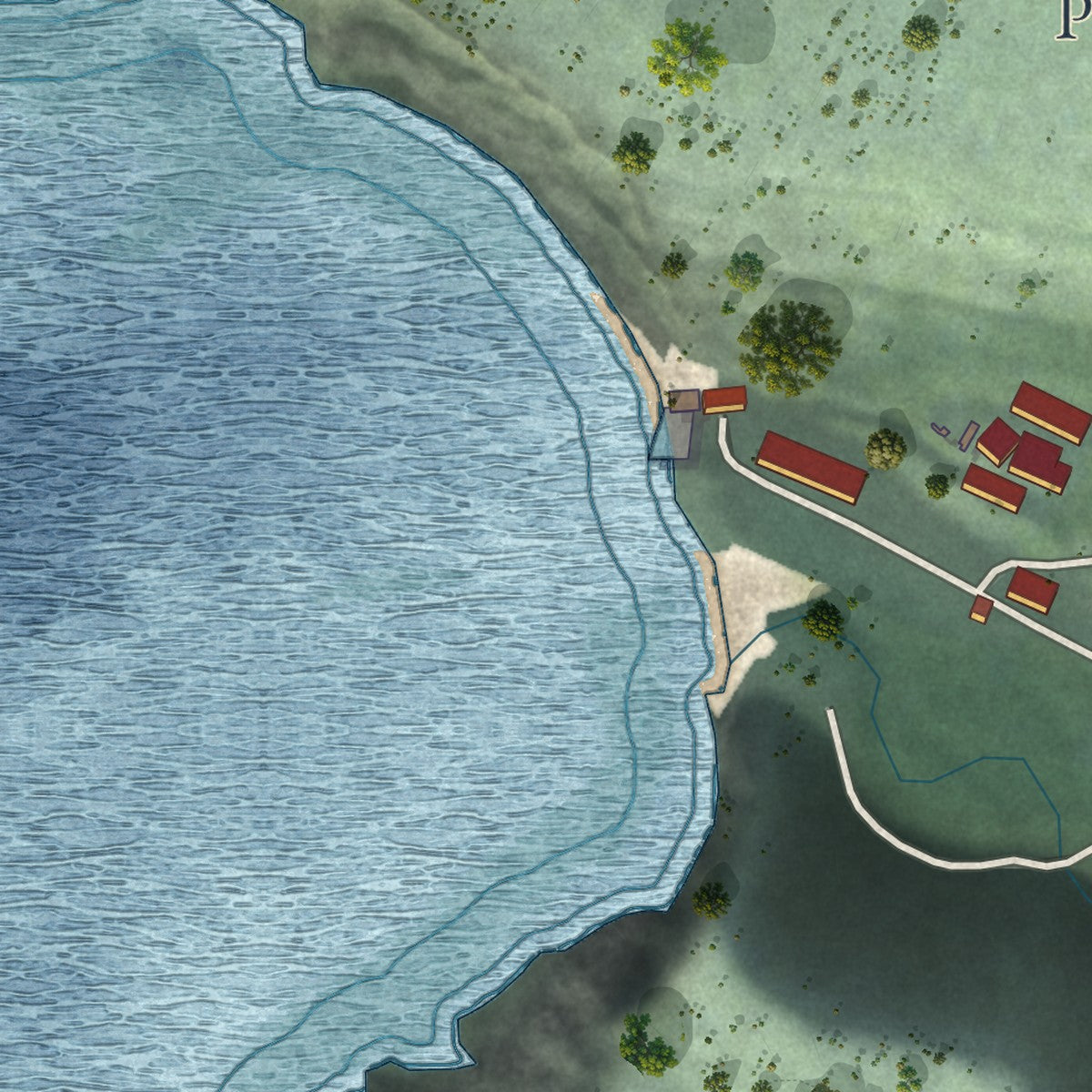 Second close-up of the map of Point Arena, California print showing more streets and buildings