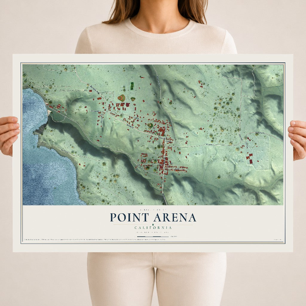 Map of Point Arena, California, 18 x 24 inch unframed archival matte print