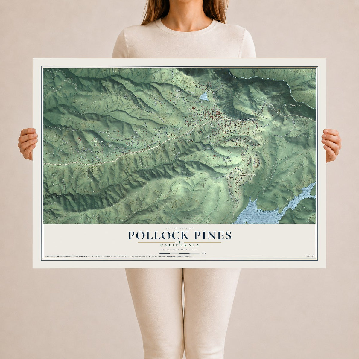 Map of Pollock Pines, California, 24 x 36 inch unframed archival matte print