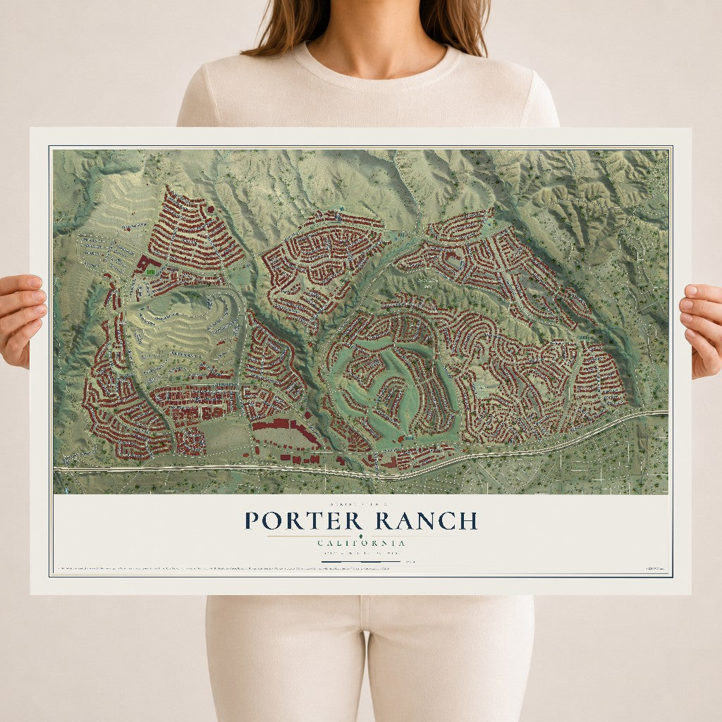 Map of Porter Ranch, California, 18 x 24 inch unframed archival matte print
