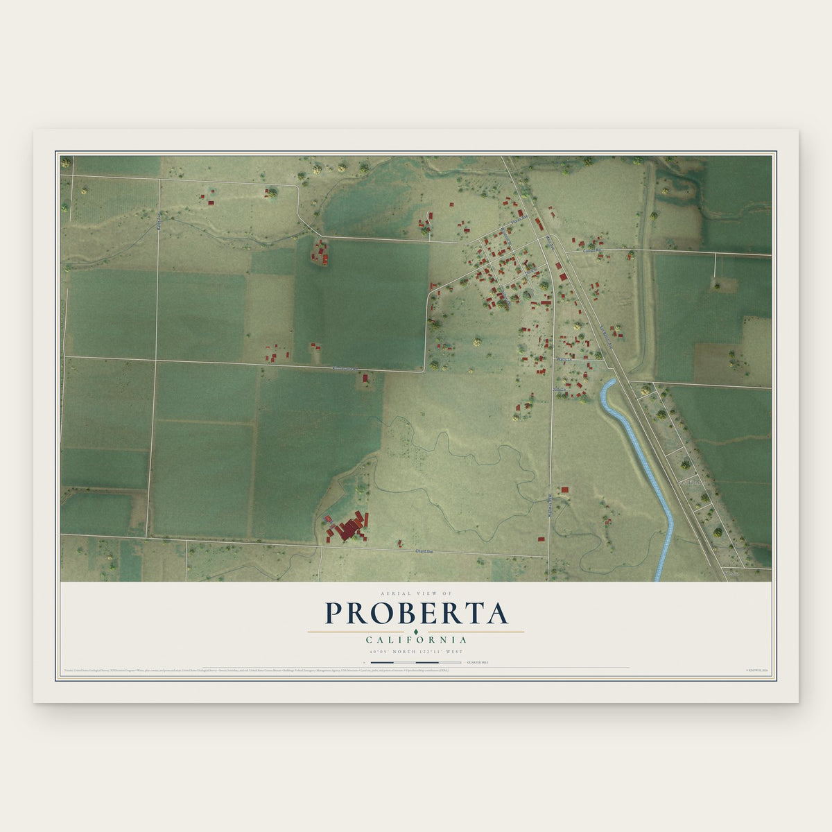 Proberta, California map print, the full design