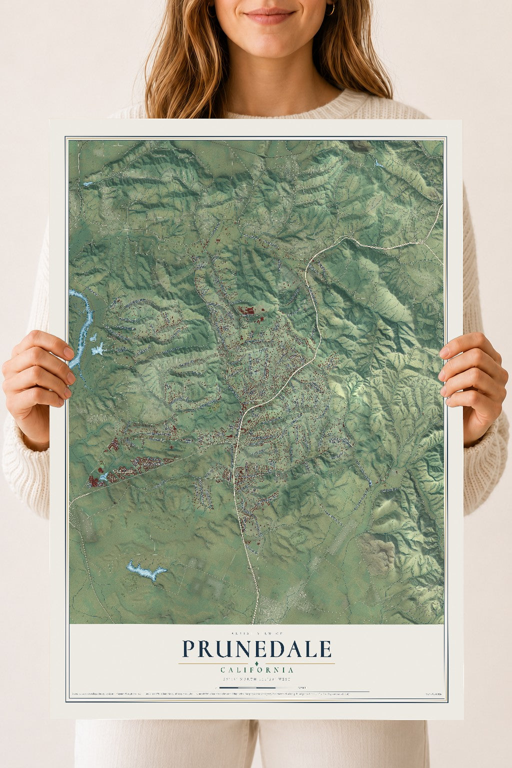Map of Prunedale, California, 18 x 24 inch unframed archival matte print