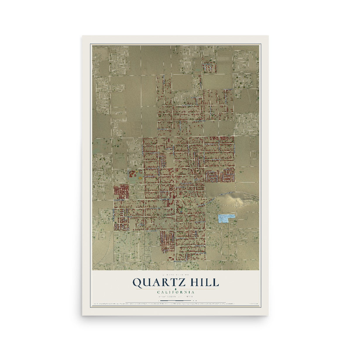 Map of Quartz Hill, California, 12 x 18 inch unframed archival matte print