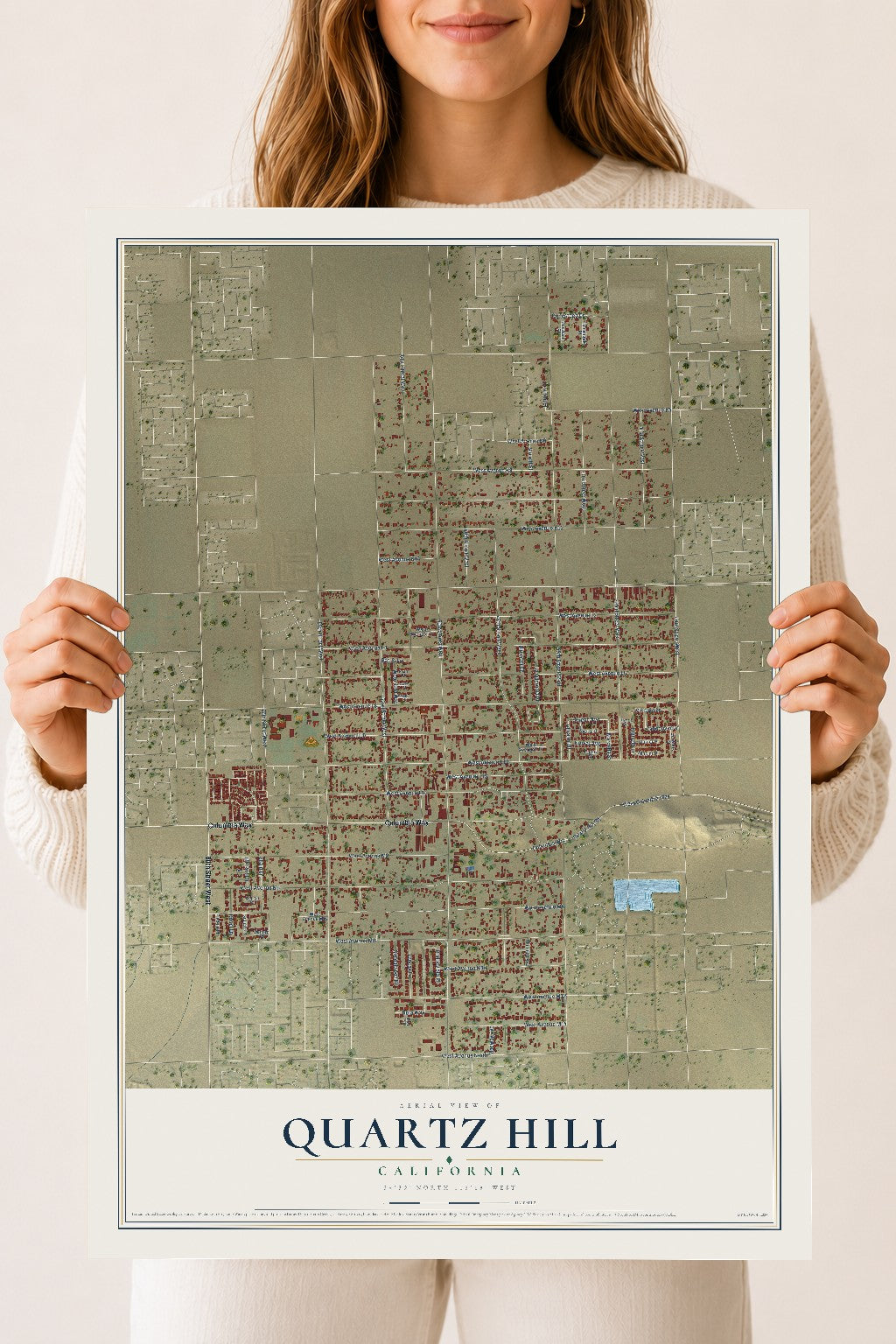 Map of Quartz Hill, California, 18 x 24 inch unframed archival matte print