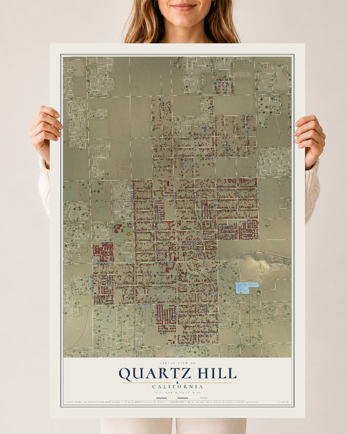 Map of Quartz Hill, California, 24 x 36 inch unframed archival matte print