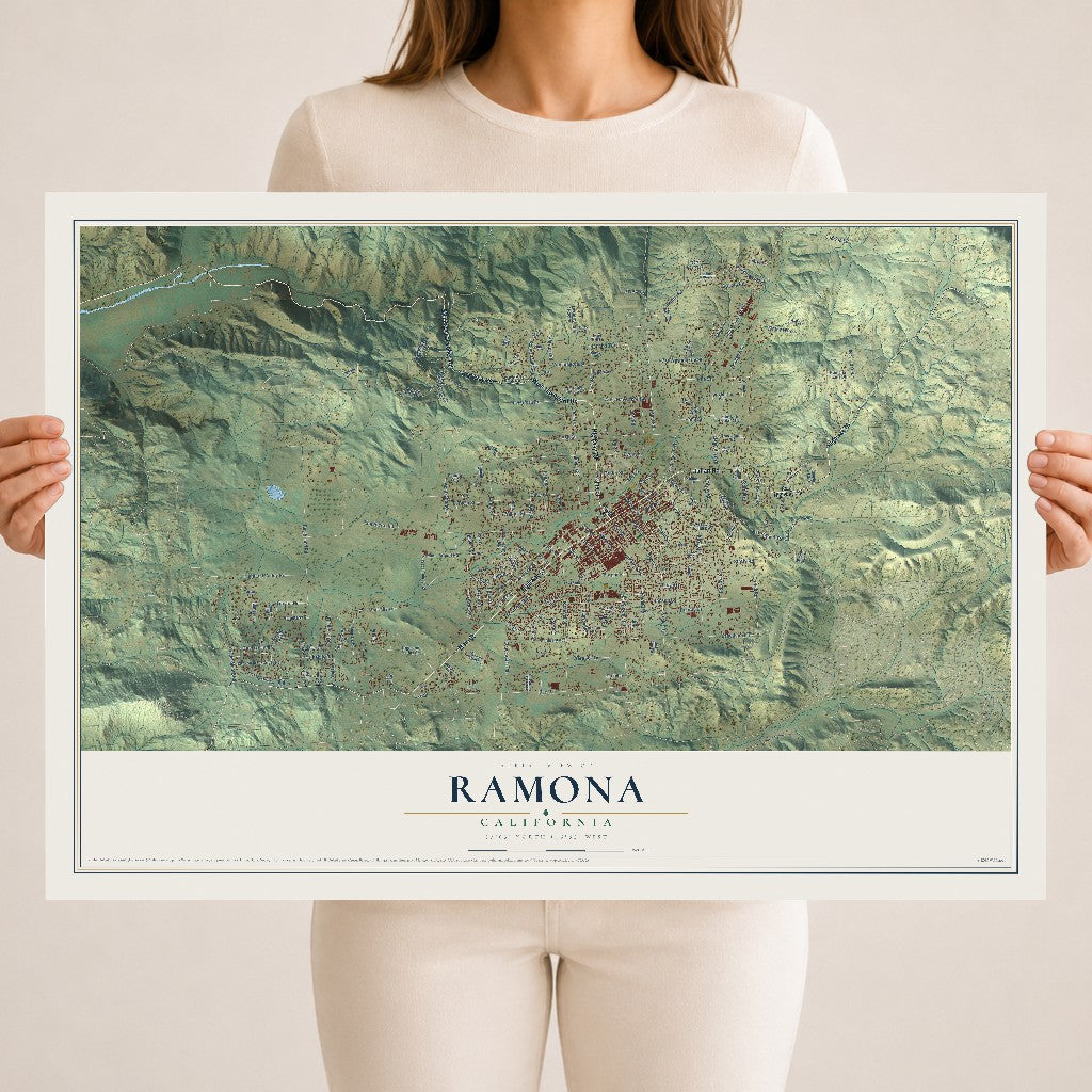 Map of Ramona, California, 18 x 24 inch unframed archival matte print