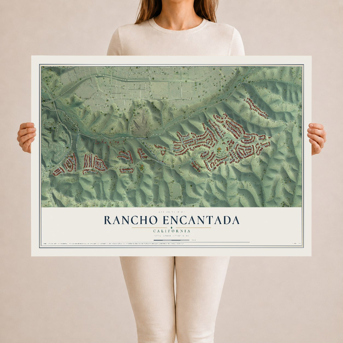 Map of Rancho Encantada, California, 24 x 36 inch unframed archival matte print