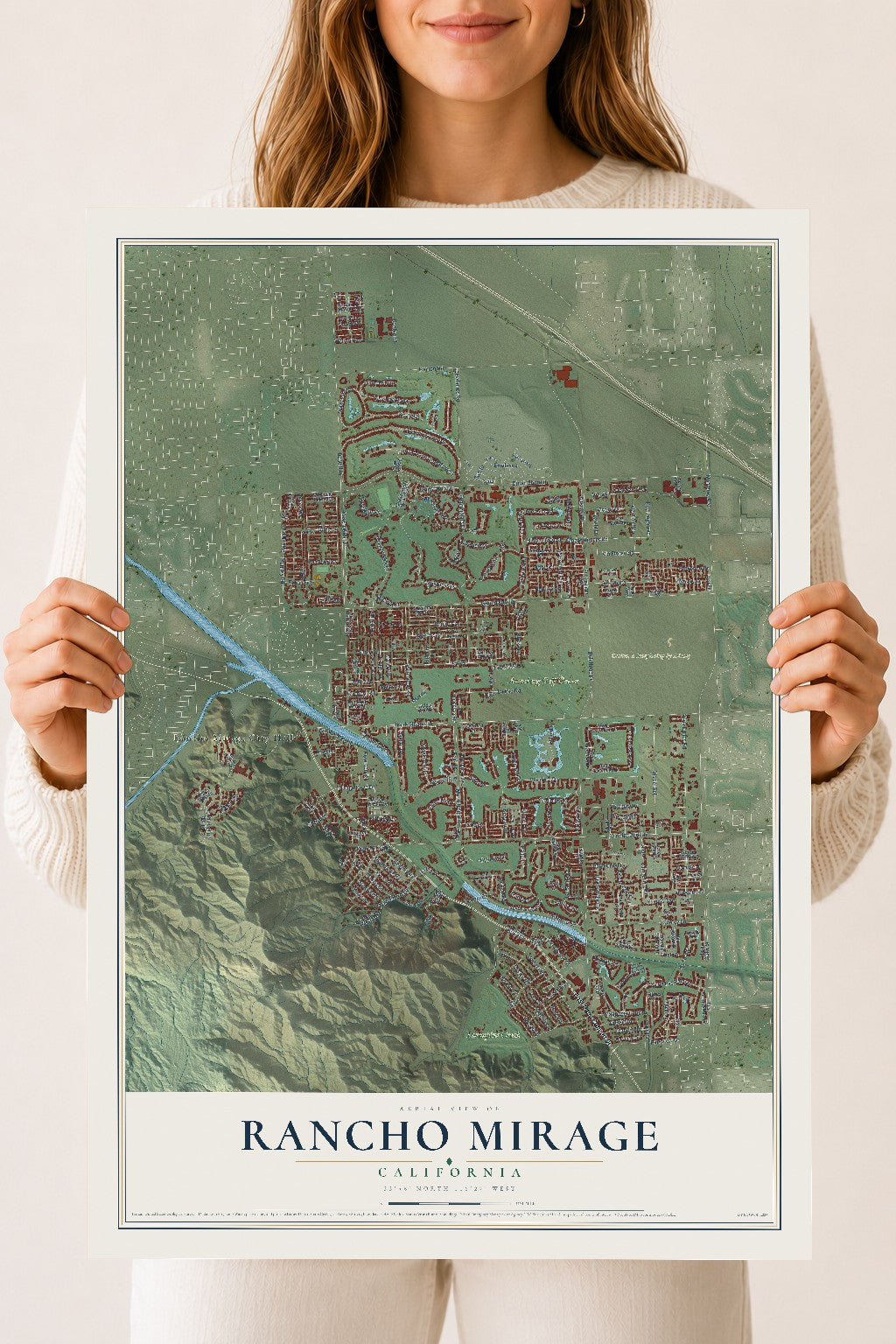 Map of Rancho Mirage, California, 18 x 24 inch unframed archival matte print