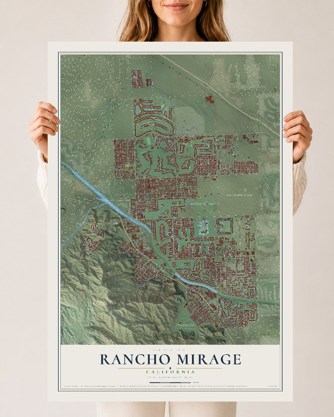 Map of Rancho Mirage, California, 24 x 36 inch unframed archival matte print
