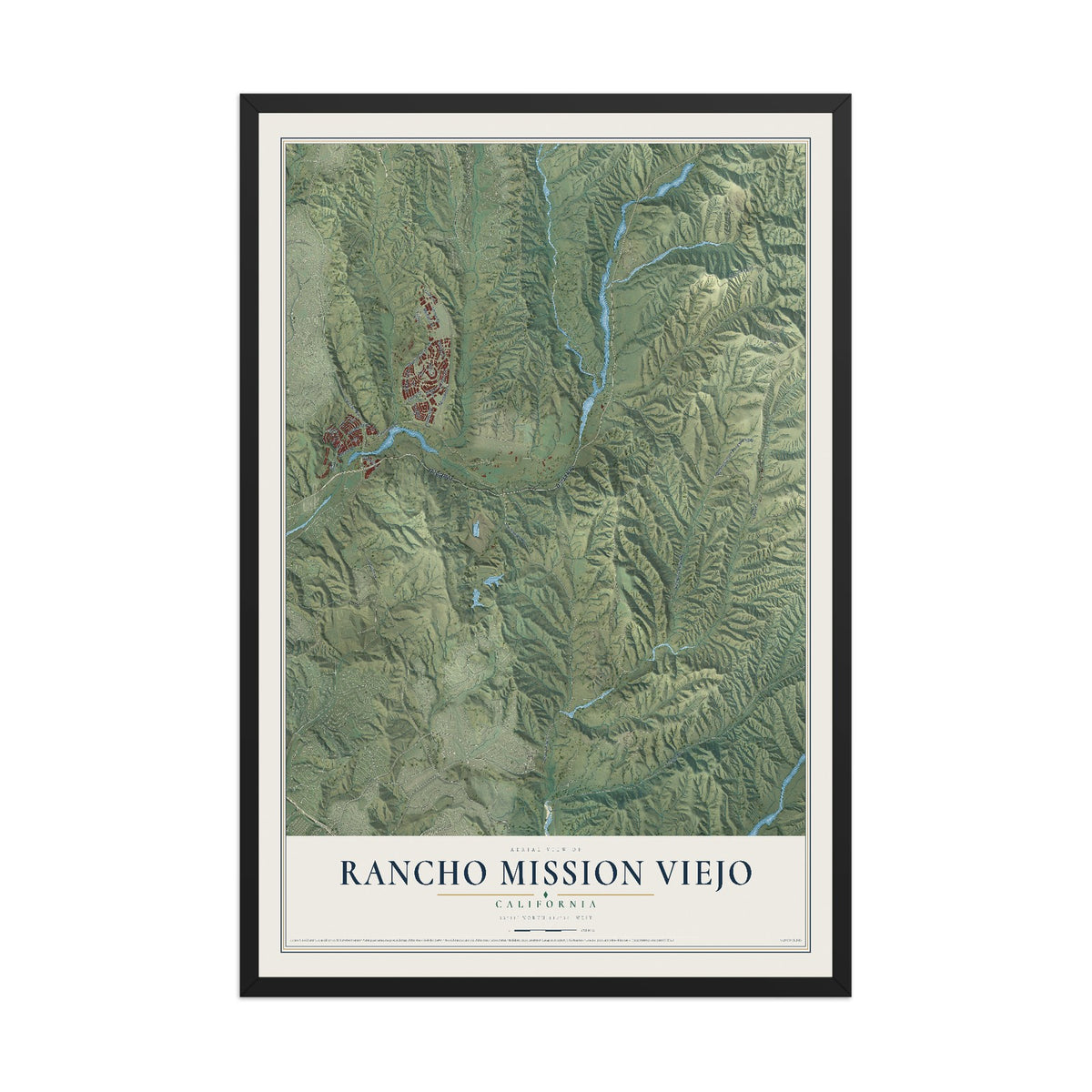 Map of Rancho Mission Viejo, California, 12 x 18 inch print in a black wood frame