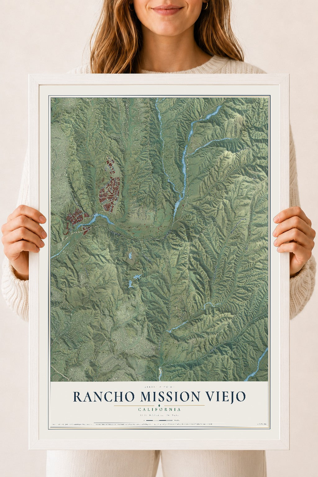 Map of Rancho Mission Viejo, California, 18 x 24 inch print in a white wood frame