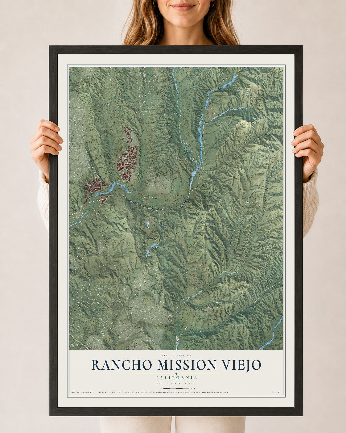 Map of Rancho Mission Viejo, California, 24 x 36 inch print in a black wood frame