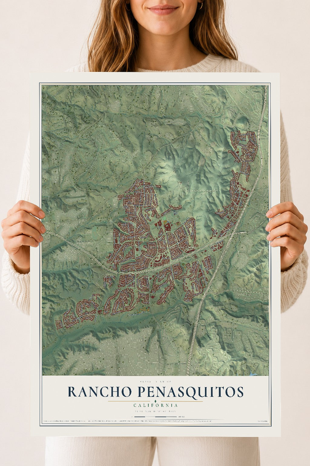 Map of Rancho Penasquitos, California, 18 x 24 inch unframed archival matte print