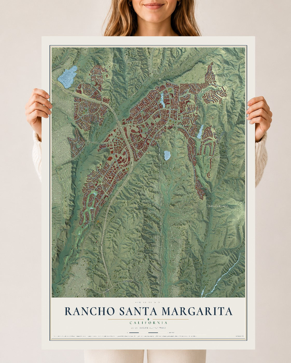 Map of Rancho Santa Margarita, California, 24 x 36 inch unframed archival matte print
