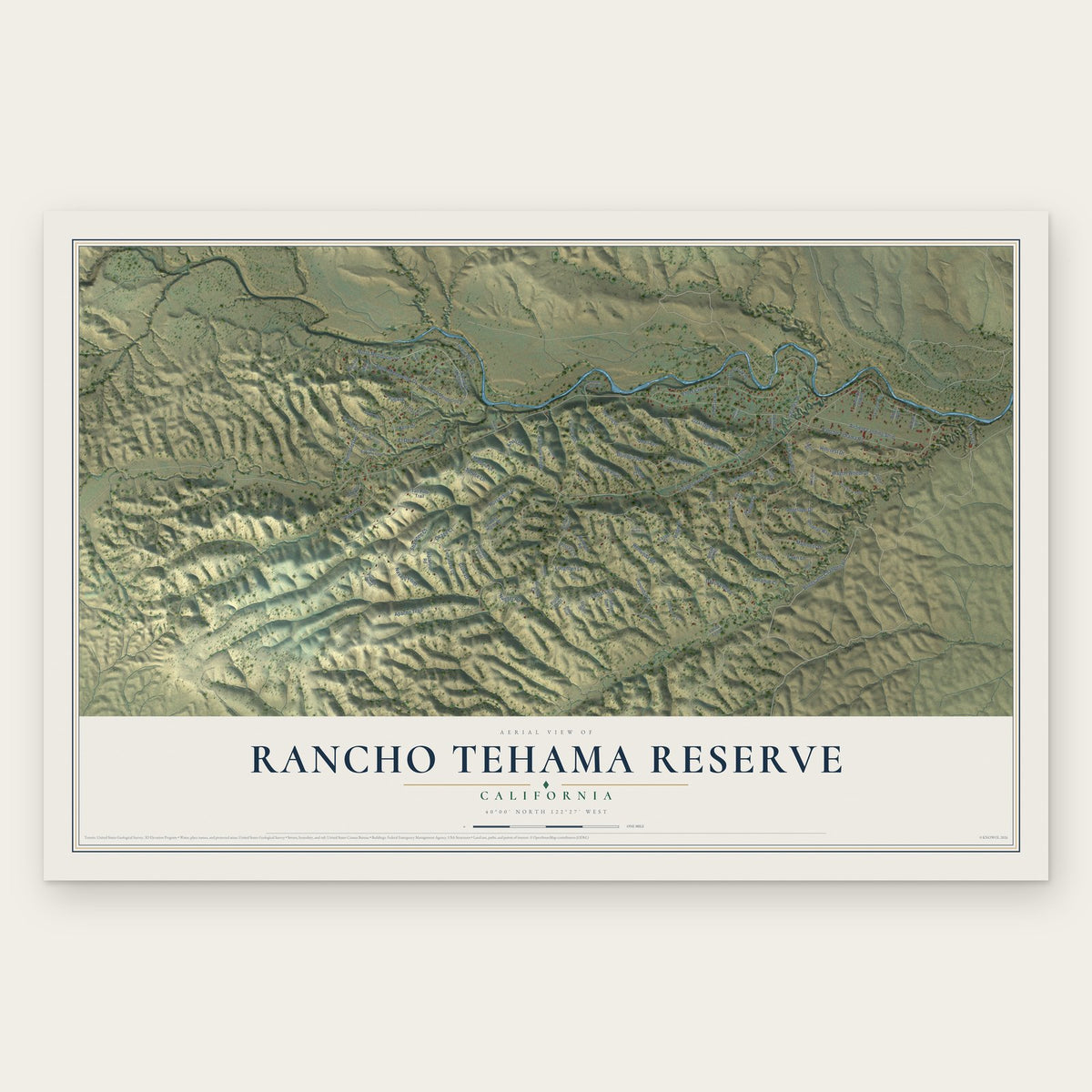 Rancho Tehama Reserve, California map print, the full design