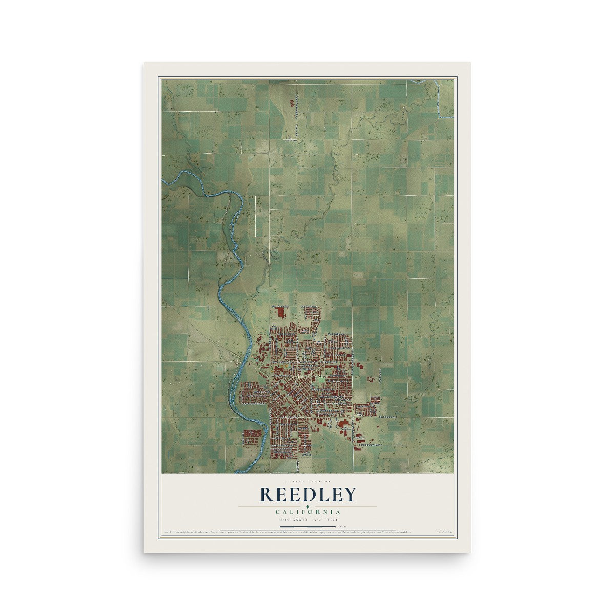Map of Reedley, California, 12 x 18 inch unframed archival matte print
