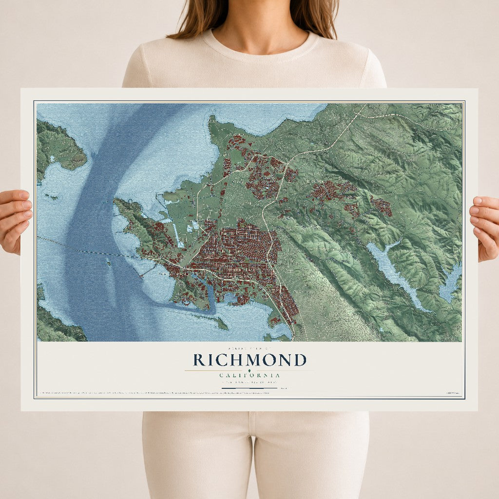 Map of Richmond, California, 18 x 24 inch unframed archival matte print
