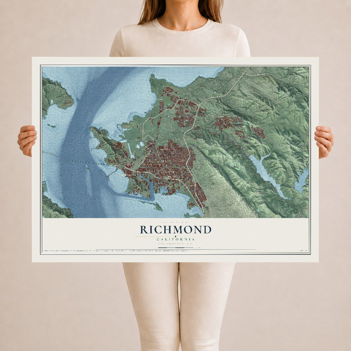 Map of Richmond, California, 24 x 36 inch unframed archival matte print