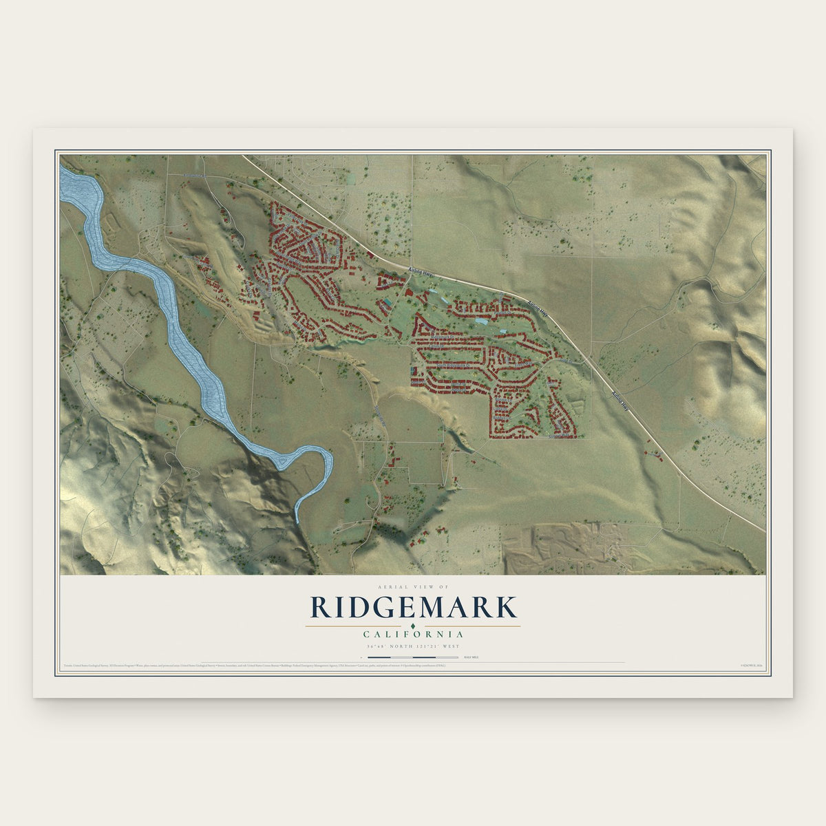 Ridgemark, California map print, the full design