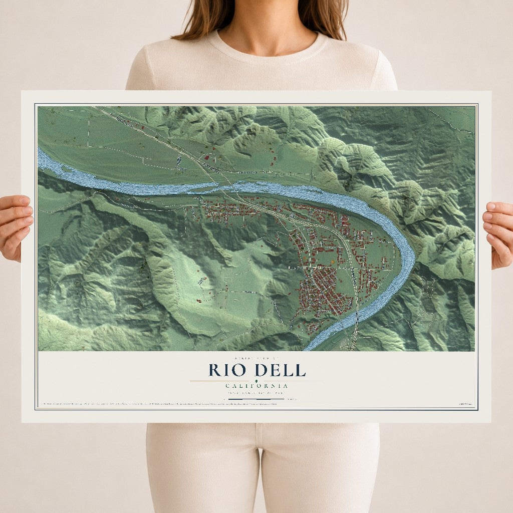 Map of Rio Dell, California, 18 x 24 inch unframed archival matte print